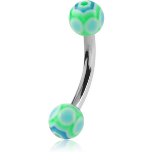 SURGICAL STEEL CURVED BARBELL WITH UV WEB BALL