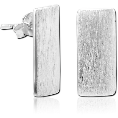 RHODIUM PLATED BRASS CHAIN EAR STUDS PAIR