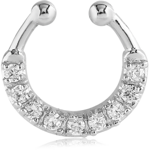 RHODIUM PLATED JEWELLED FAKE SEPTUM RING