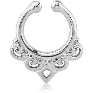 RHODIUM PLATED BRASS FAKE SEPTUM RING