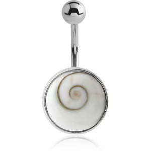 RHODIUM PLATED BRASS NAVEL BANANA - SHIVA EYE