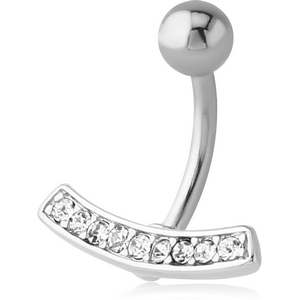 RHODIUM PLATED BRASS JEWELLED NAVEL BANANA