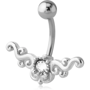 RHODIUM PLATED BRASS JEWELLED NAVEL BANANA