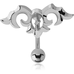 RHODIUM PLATED BRASS NAVEL BANANA - TRIBLE