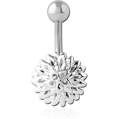 RHODIUM PLATED BRASS NAVEL BANANA - FLOWER