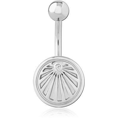 RHODIUM PLATED BRASS JEWELLED NAVEL BANANA