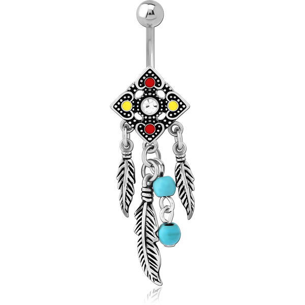 RHODIUM PLATED BRASS JEWELLED NAVEL BANANA