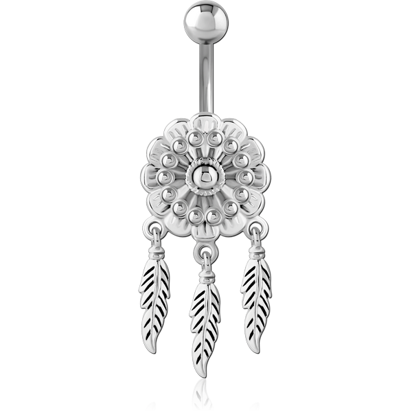 RHODIUM PLATED BRASS NAVEL BANANA