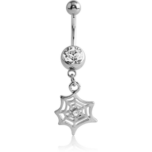 SURGICAL STEEL JEWELLED NAVEL BANANA WITH DANGLING CHARM