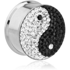 SURGICAL STEEL CRYSTALINE JEWELLED YIN YANG BOX PLUG