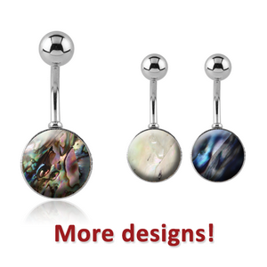 SURGICAL STEEL CUP SYNTHETIC MOTHER OF PEARL NAVEL BANANA