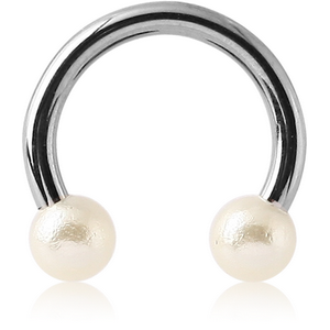 SURGICAL STEEL CIRCULAR BARBELL WITH SYNTHETIC PEARLS