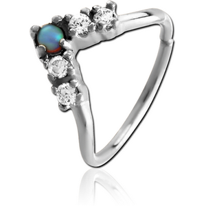 SURGICAL STEEL SYNTHETIC OPAL SEAMLESS RING