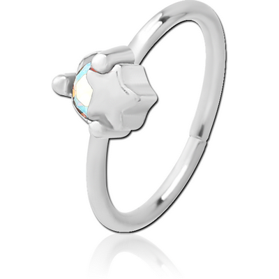 SURGICAL STEEL JEWELLED SEAMLESS RING - STAR AND GEM
