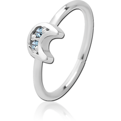 SURGICAL STEEL JEWELLED SEAMLESS RING - CRESCENT PRONGS