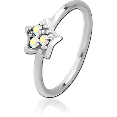 SURGICAL STEEL JEWELLED SEAMLESS RING - STAR PRONGS
