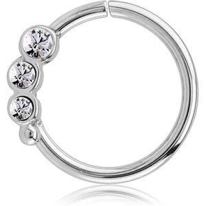 SURGICAL STEEL JEWELLED SEAMLESS RING - RIGHT - TRIPLE GEM