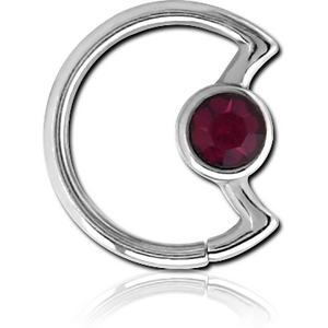 SURGICAL STEEL JEWELLED OPEN SEAMLESS RING - LEFT - MOON