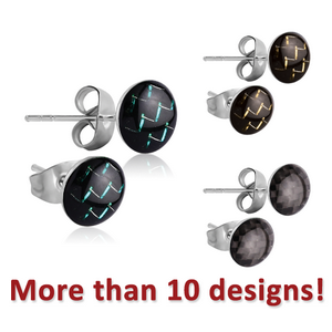 SURGICAL STEEL CUP CARBON FIBER EAR STUDS PAIR