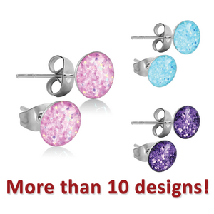 SURGICAL STEEL CUP GLITTERLINE EAR STUDS PAIR