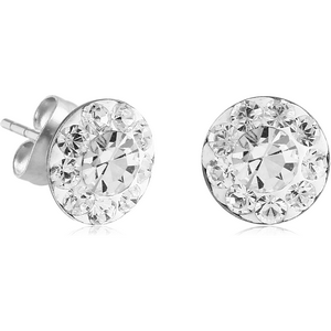 SURGICAL STEEL CRYSTALINE DOT JEWELLED EAR STUDS PAIR
