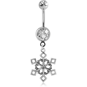 RHODIUM PLATED DOUBLE JEWELLED NAVEL BANANA WITH CHARM