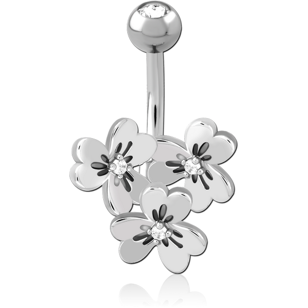 RHODIUM PLATED DOUBLE JEWELLED NAVEL BANANA