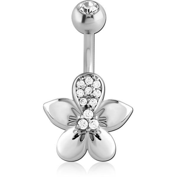RHODIUM PLATED DOUBLE JEWELLED NAVEL BANANA