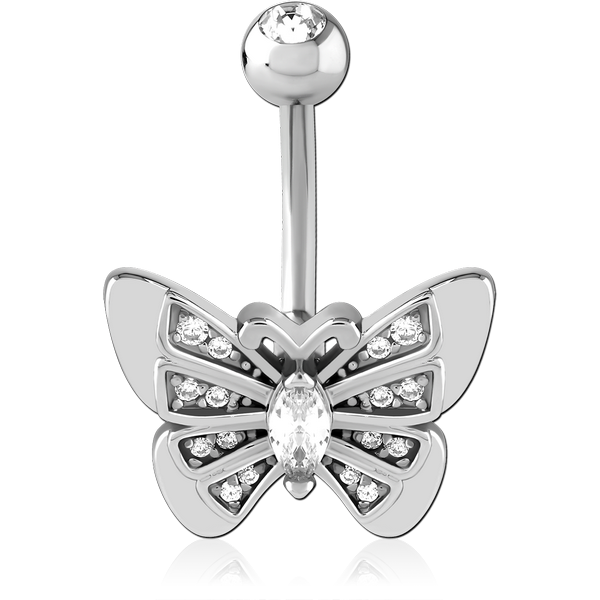 SURGICAL STEEL DOUBLE JEWELLED NAVEL BANANA