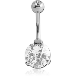SURGICAL STEEL ROUND 10MM CZ DOUBLE JEWELLED NAVEL BANANA