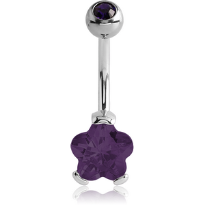 SURGICAL STEEL FLOWER 8MM CZ DOUBLE JEWELLED NAVEL BANANA