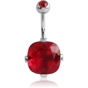 SURGICAL STEEL DOUBLE PREMIUM CRYSTALS JEWELLED FASHION NAVEL BANANA