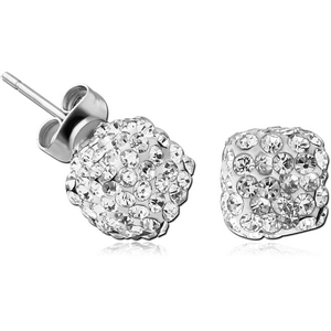 SURGICAL STEEL CRYSTALINE EAR STUDS PAIR