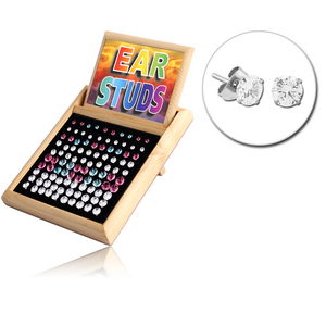 STERLING SILVER 925 50 PAIRS OF STUD EARRINGS AND DISPLAY