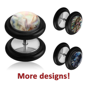 SURGICAL STEEL SYNTHETIC MOTHER OF PEARL FAKE PLUG