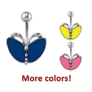 SURGICAL STEEL ENAMEL NAVEL BANANA