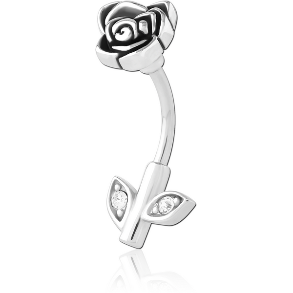 SURGICAL STEEL JEWELLED NAVEL BANANA - FLOWER