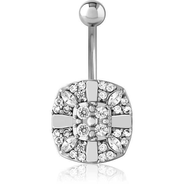 SURGICAL STEEL JEWELLED NAVEL BANANA
