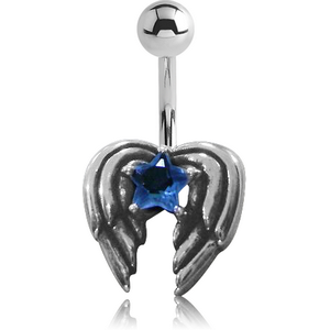 SURGICAL STEEL STAR WITH WINGS JEWELLED NAVEL BANANA