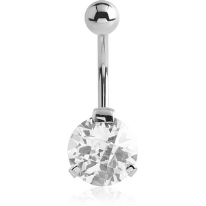 SURGICAL STEEL ROUND PRONG SET 10MM CZ JEWELLED NAVEL BANANA