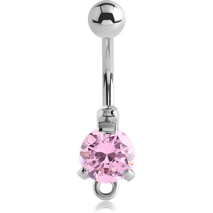 SURGICAL STEEL PRONG SET JEWELLED NAVEL BANANA WITH HOOP