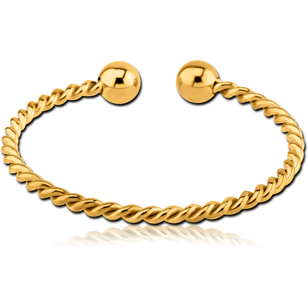 GOLD PVD 18K COATED SURGICAL STEEL TWISTED WIRE BANGLE
