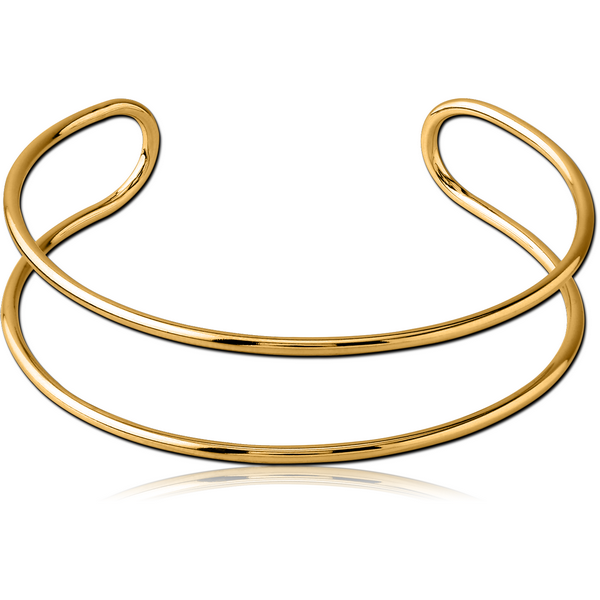 GOLD PVD 18K COATED SURGICAL STEEL TWISTED WIRE BANGLE