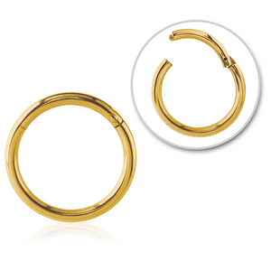 GOLD PVD COATED SURGICAL STEEL HINGED SEGMENT RING