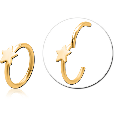 GOLD PVD COATED SURGICAL STEEL HINGED SEGMENT RING WITH ATTACHMENT - BUTTERFLY