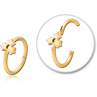 GOLD PVD COATED SURGICAL STEEL HINGED SEPTUM RING - TRIPLE STAR
