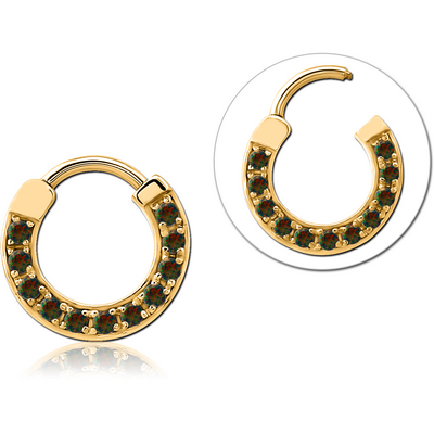 GOLD PVD COATED SURGICAL STEEL SYNTHETIC OPAL HINGED SEGMENT RING