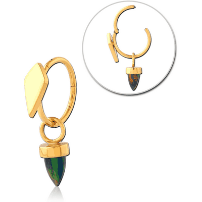 GOLD PVD COATE SURGICAL STEEL HINGED SEGMENT RING WITH JEWELLED CHARM