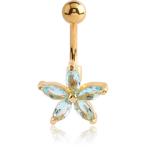 GOLD PVD COATED BRASS JEWELLED FLOWER NAVEL BANANA
