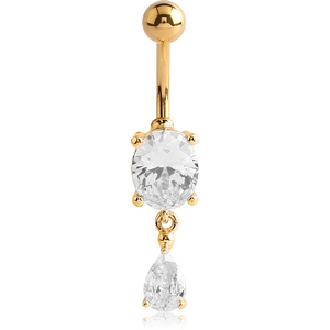 GOLD PVD COATED BRASS JEWELLED NAVEL BANANA WITH CHARM